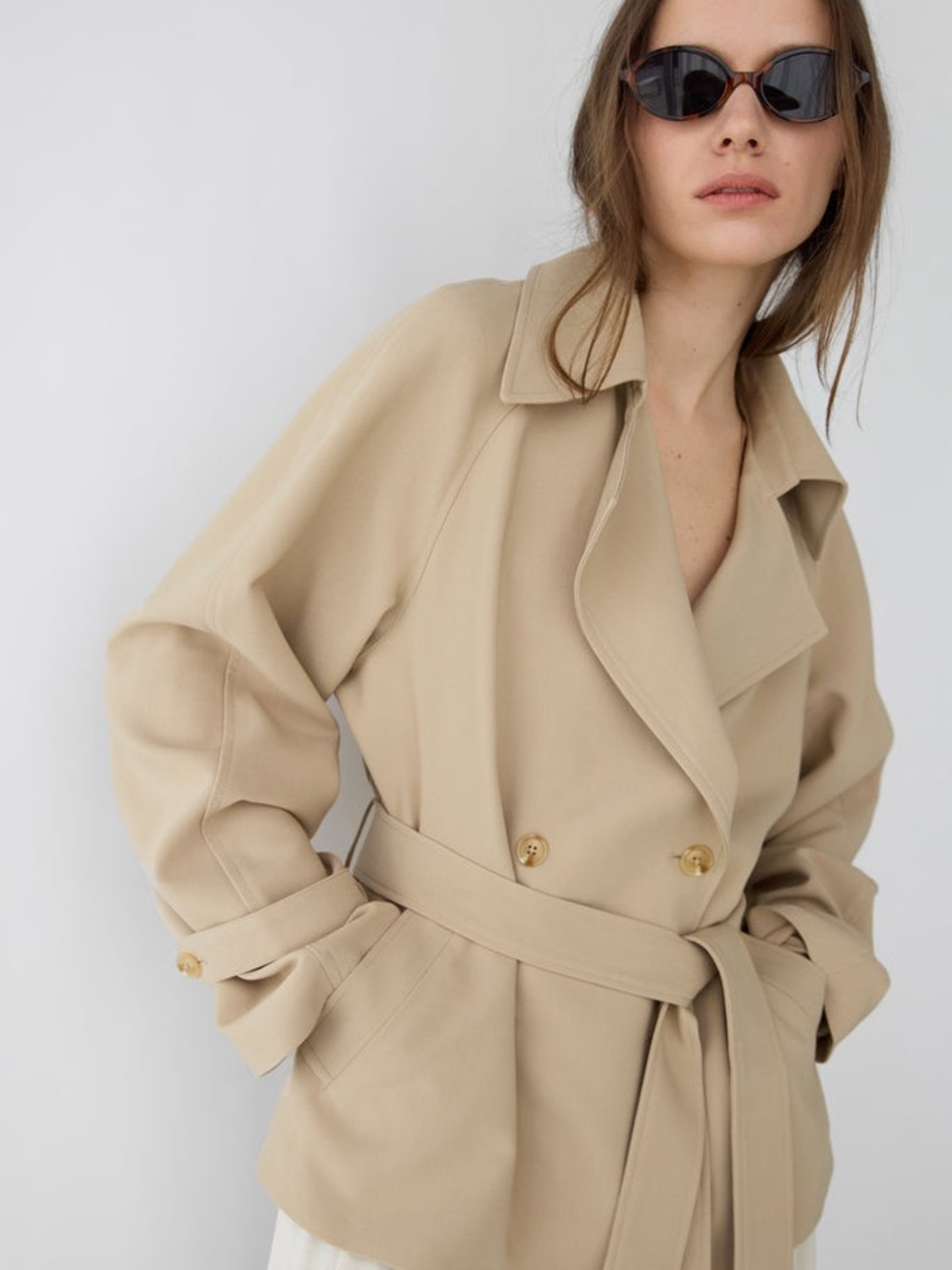 OAK + FORT short oversized trench coat